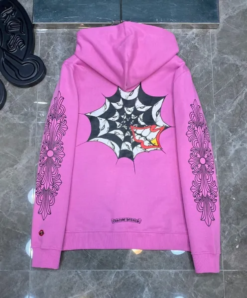 Chrome Hearts Spiderweb Hoodie Pink - 1