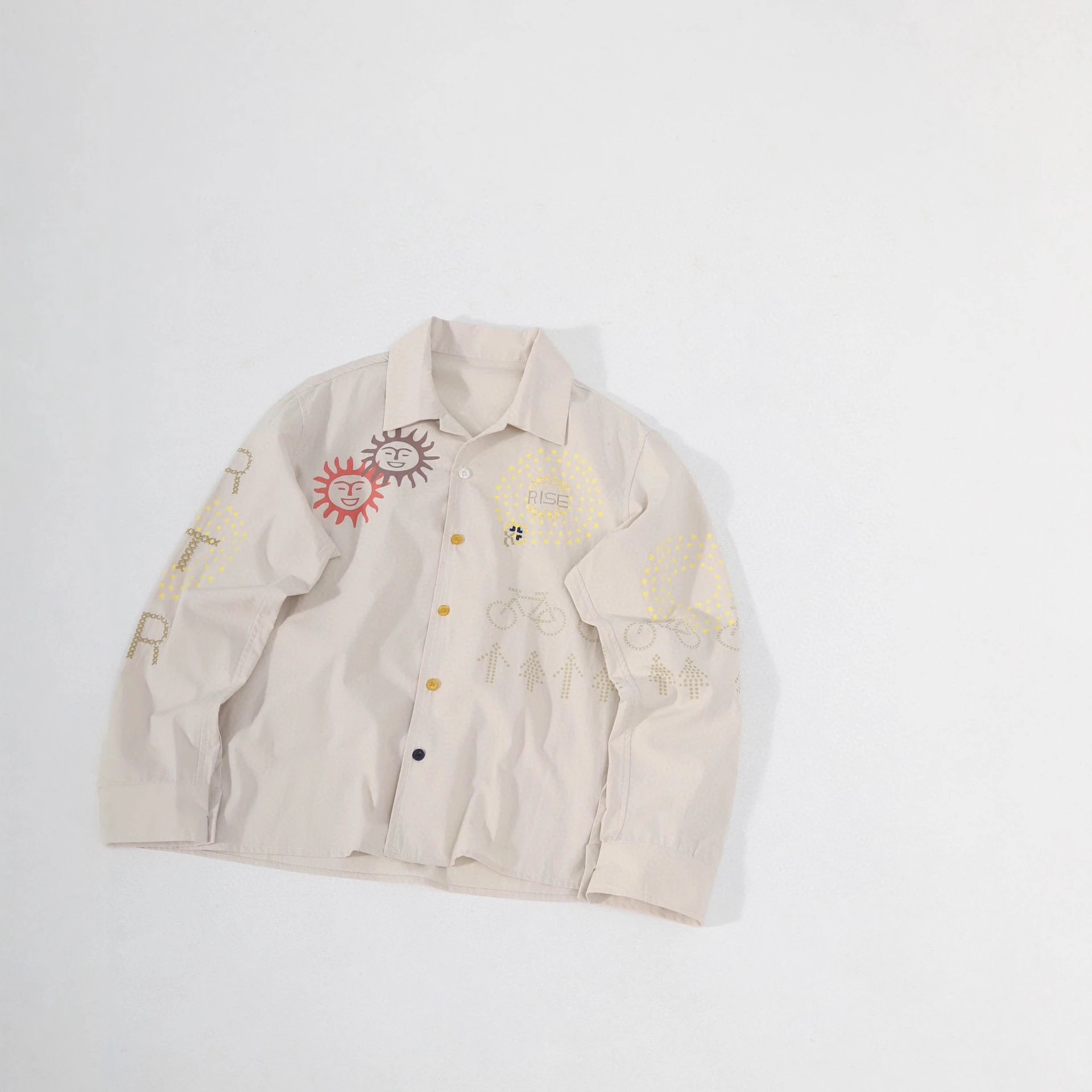 Rise Sun Motif Embroidered Shirt Jacket - 000298