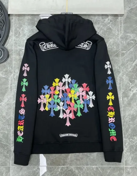Chrome Hearts Multicolor Cross Embroidery Hoodie Black - 1