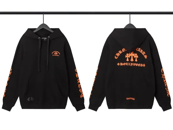 Chrome Hearts Cross Embroidered Black Hoodie - 35