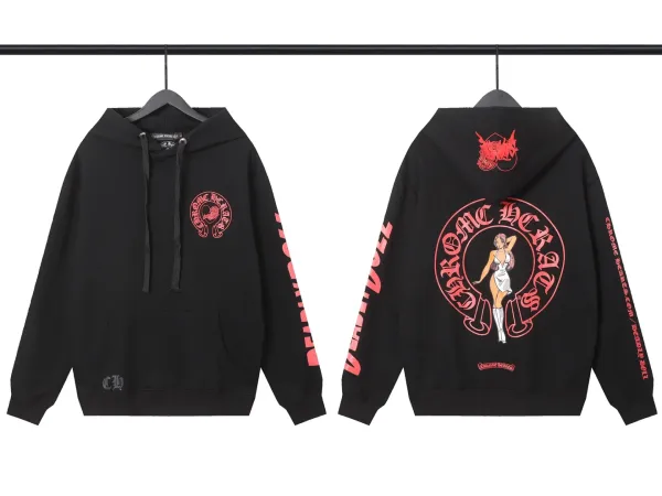 Chrome Hearts Cross Embroidered Black Hoodie - 37