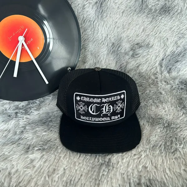 Chrome Hearts CH Logo Patch Trucker Hat Black - 1