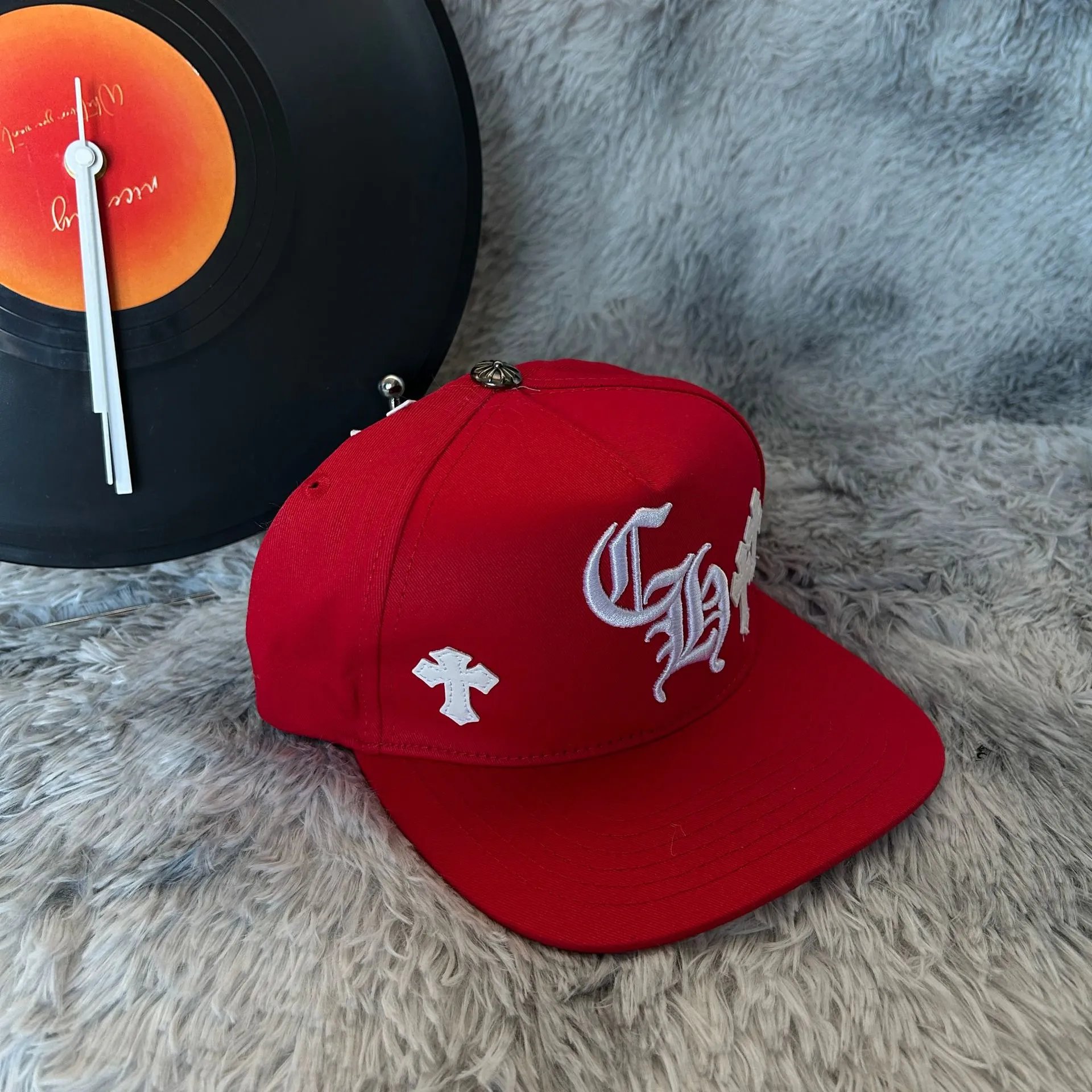 Chrome Hearts Cross Logo Red Baseball Cap - 1