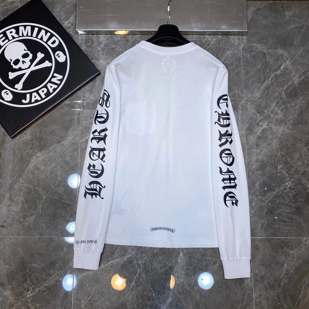 Chrome Hearts Triple Cross Black Long-Sleeve Tee with Lip and Bow Print - 15