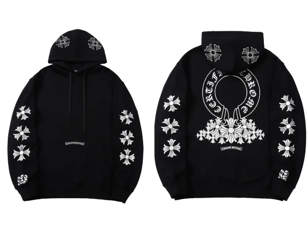Chrome Hearts Cross Embroidered Black Hoodie - 23