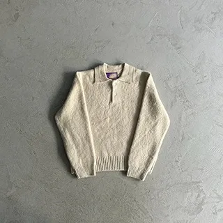Design Knit Polo Sweater Beige Sweater - 1