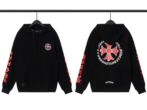 Chrome Hearts Cross Embroidered Black Hoodie - 30