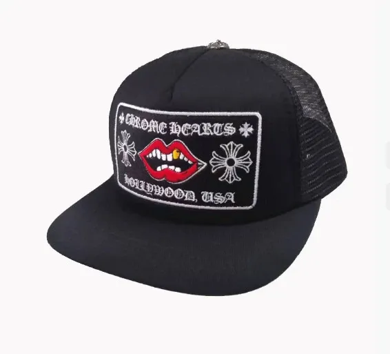 Chrome Hearts Lip Patch Trucker Hat Black - 1