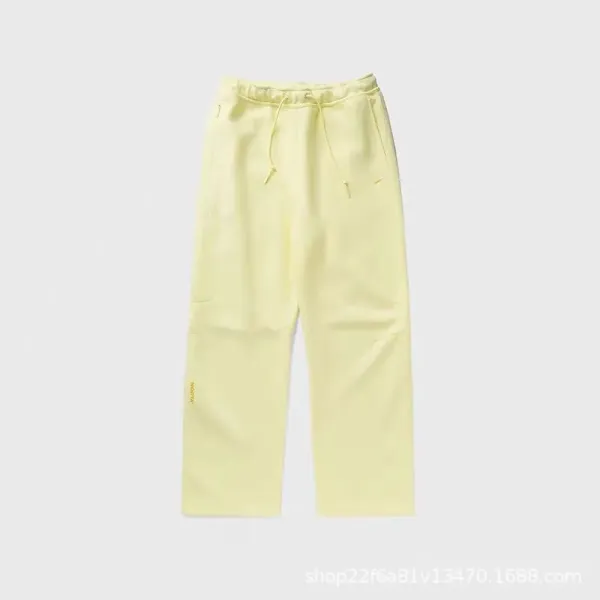 Design Light Yellow Drawstring Sweatpants - 1