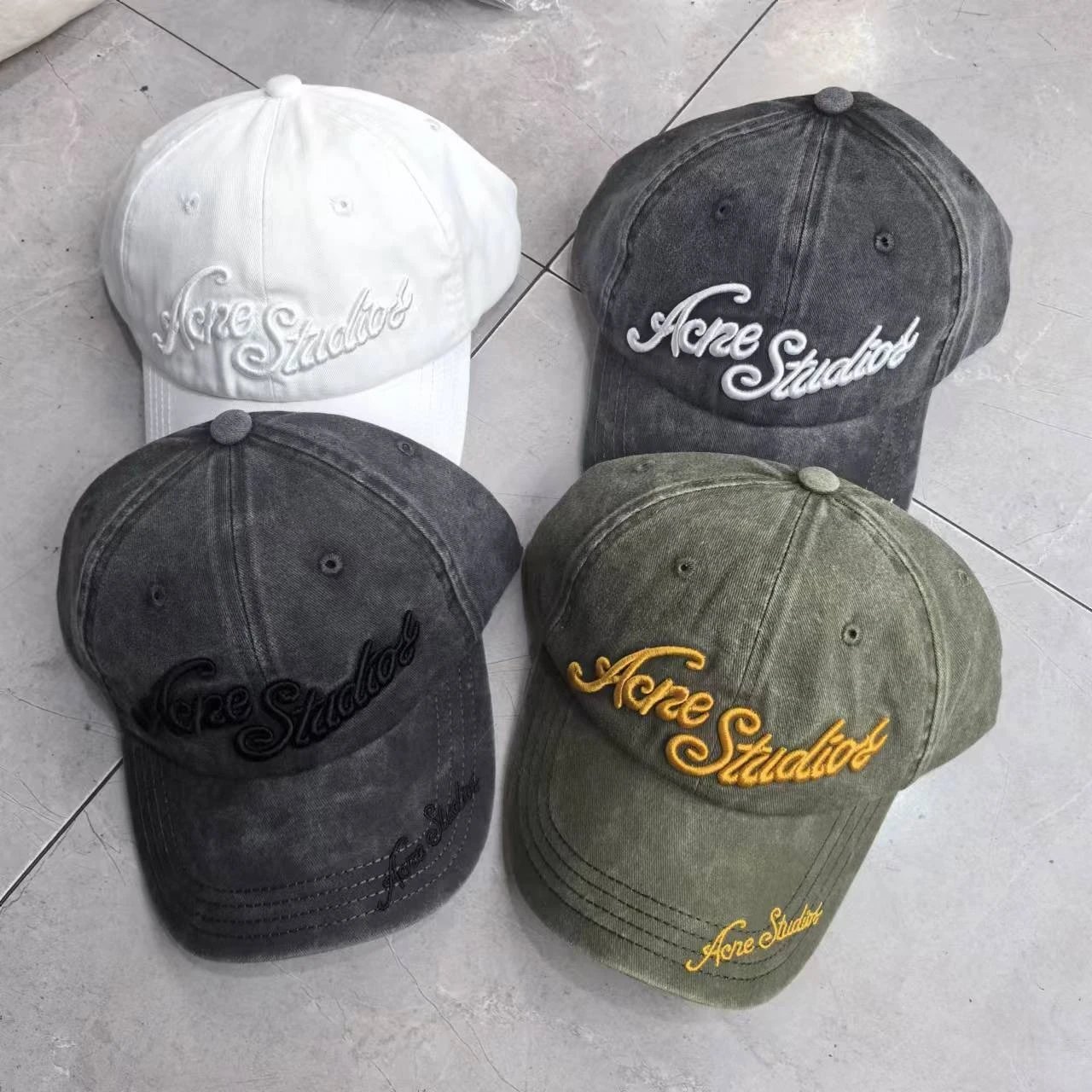 Acne Studios Script Embroidered Baseball Cap Army Green - 5