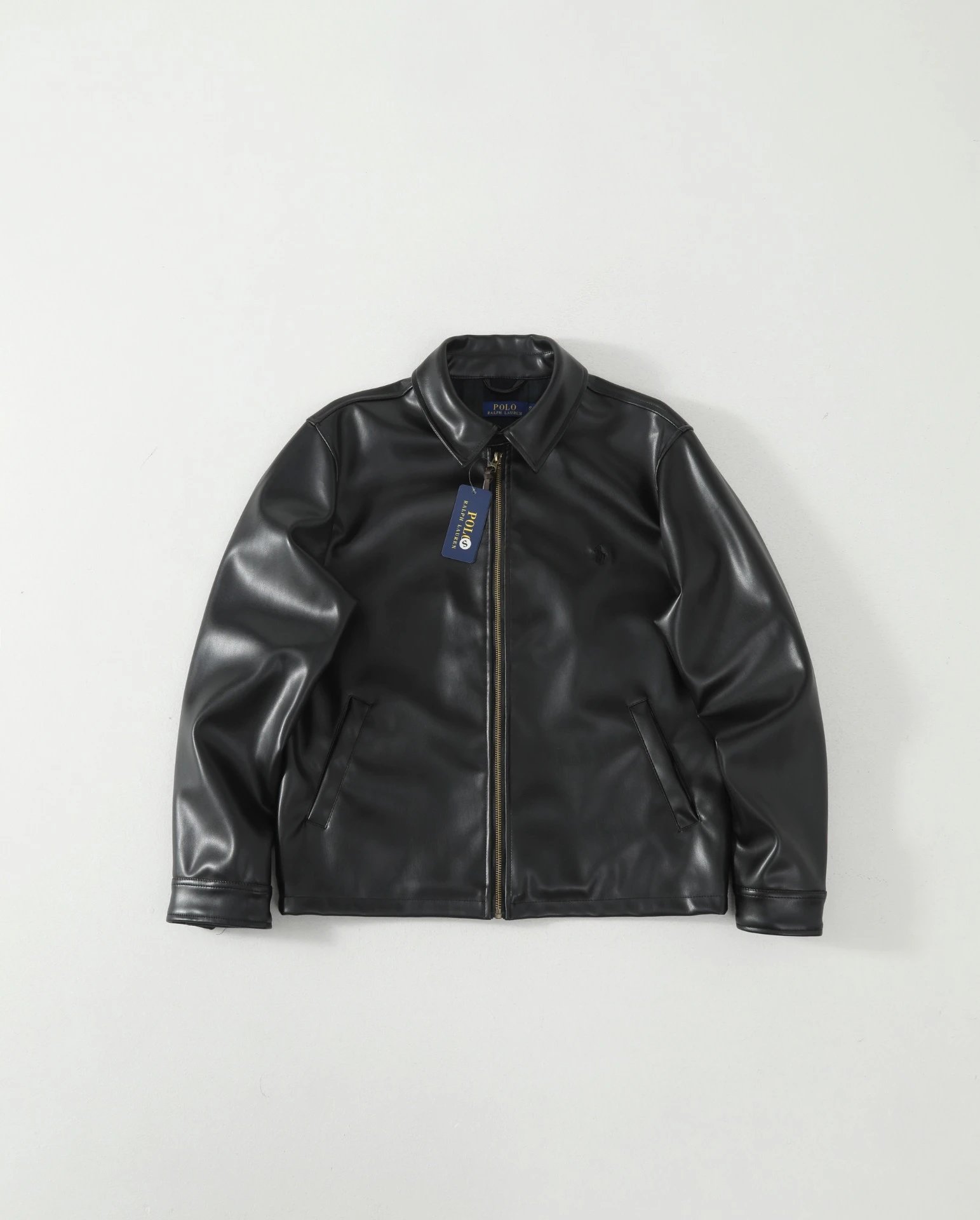 Classic Zip Collar Leather Jacket photo 2