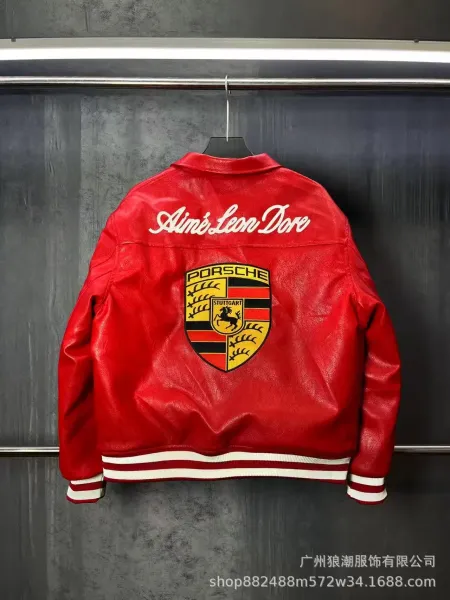 Porsche × Aint Lion More Leather Jacket Black with Yellow Accents - 8