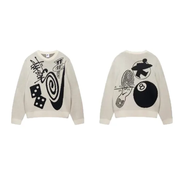 Stüssy x Nike Collaboration Graphic Knit Sweater Beige - 1