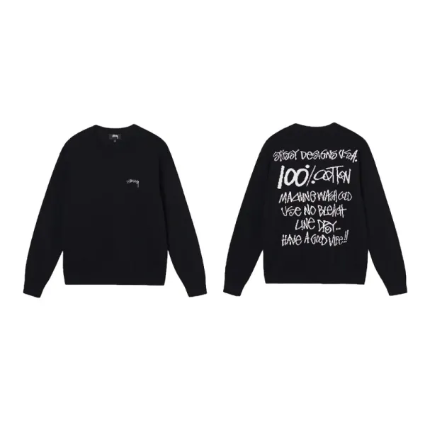 Stüssy 100% Cotton Graphic Sweatshirt Black - 1