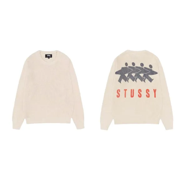 Stussy Surfer Crewneck Sweater Beige - 1