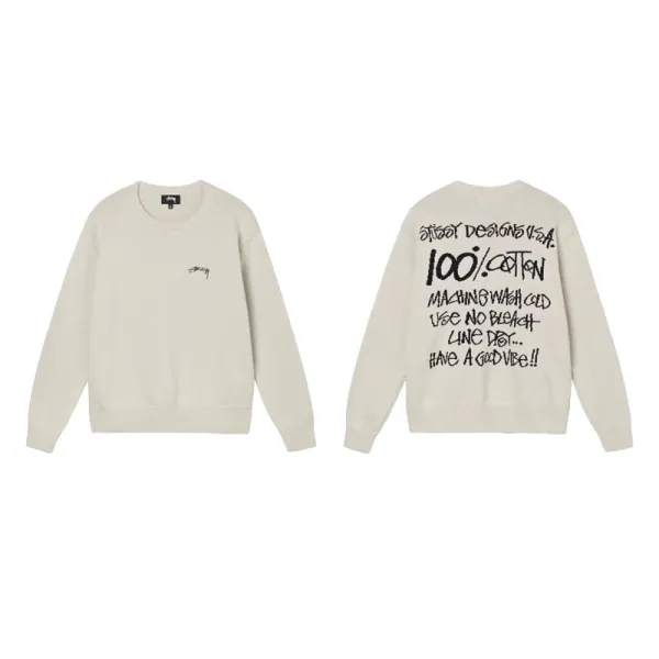 Stüssy 100% Cotton Graphic Sweater Beige - 1