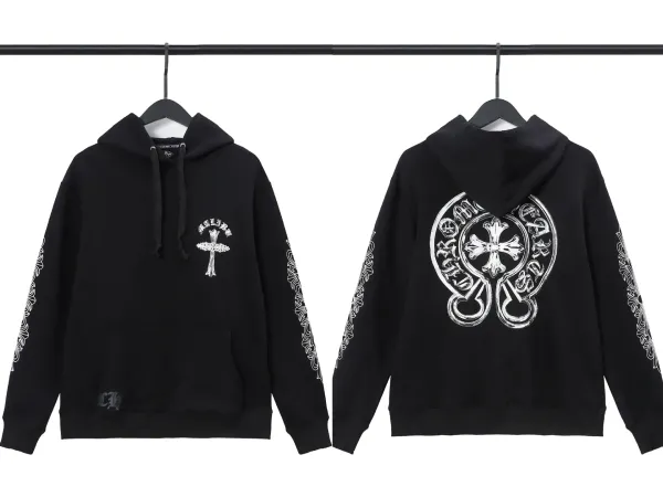 Chrome Hearts Cross Embroidered Black Hoodie - 7