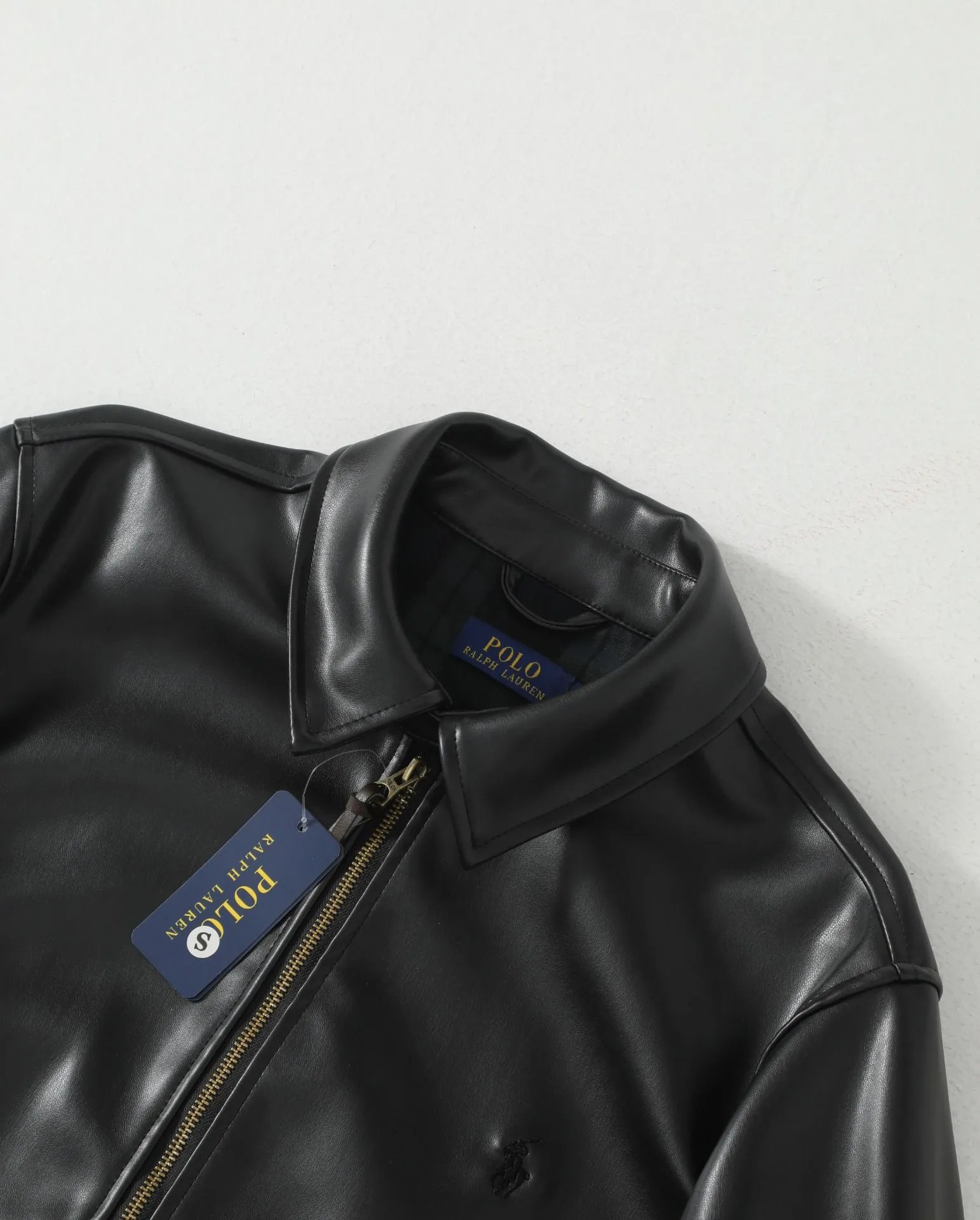 Classic Zip Collar Leather Jacket photo 4