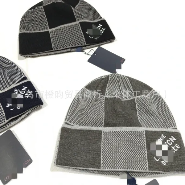 Louis Vuitton Patchwork Knit Beanie Navy and Gray - 6