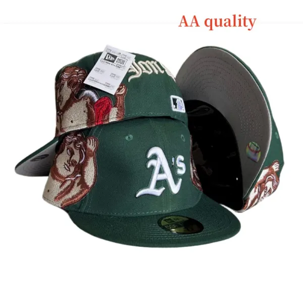 New Era x Oakland Athletics MLB 59FIFTY Fitted Cap Green with Cherub Embroidery Baseball Cap - 1