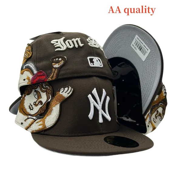 New Era x Jon S. Baseball Cap Brown Embroidered Angel Design Snapback - 1