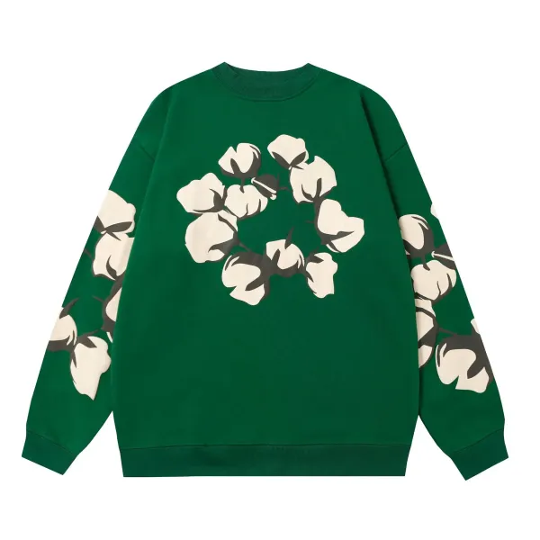 Off-White Cotton Bloom Green Hoodie - 1