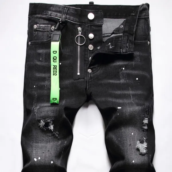 Dsquared2 Distressed Black Paint-Splatter Jeans - 5