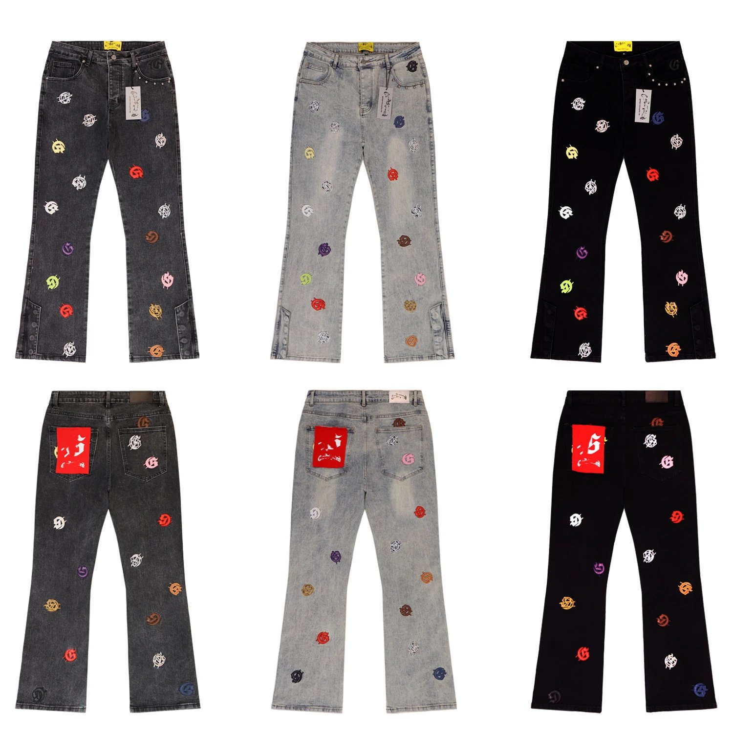 Godspeed Embroidered Letter Denim Jeans