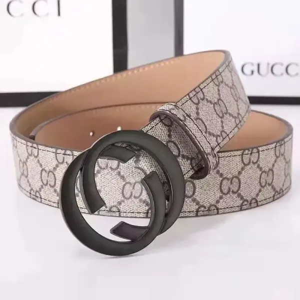Gucci GG Marmont Canvas Belt Beige Leather Belt - 1