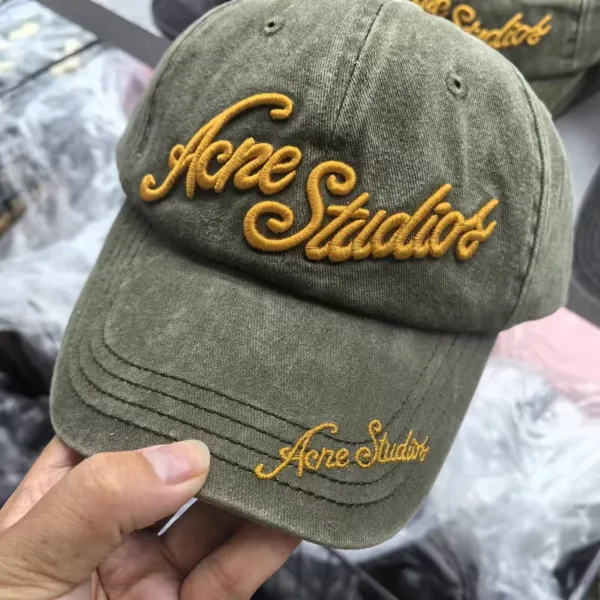 Acne Studios Script Embroidered Baseball Cap Army Green - 14