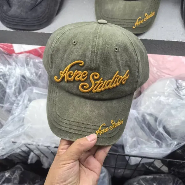 Acne Studios Script Embroidered Baseball Cap Army Green - 8