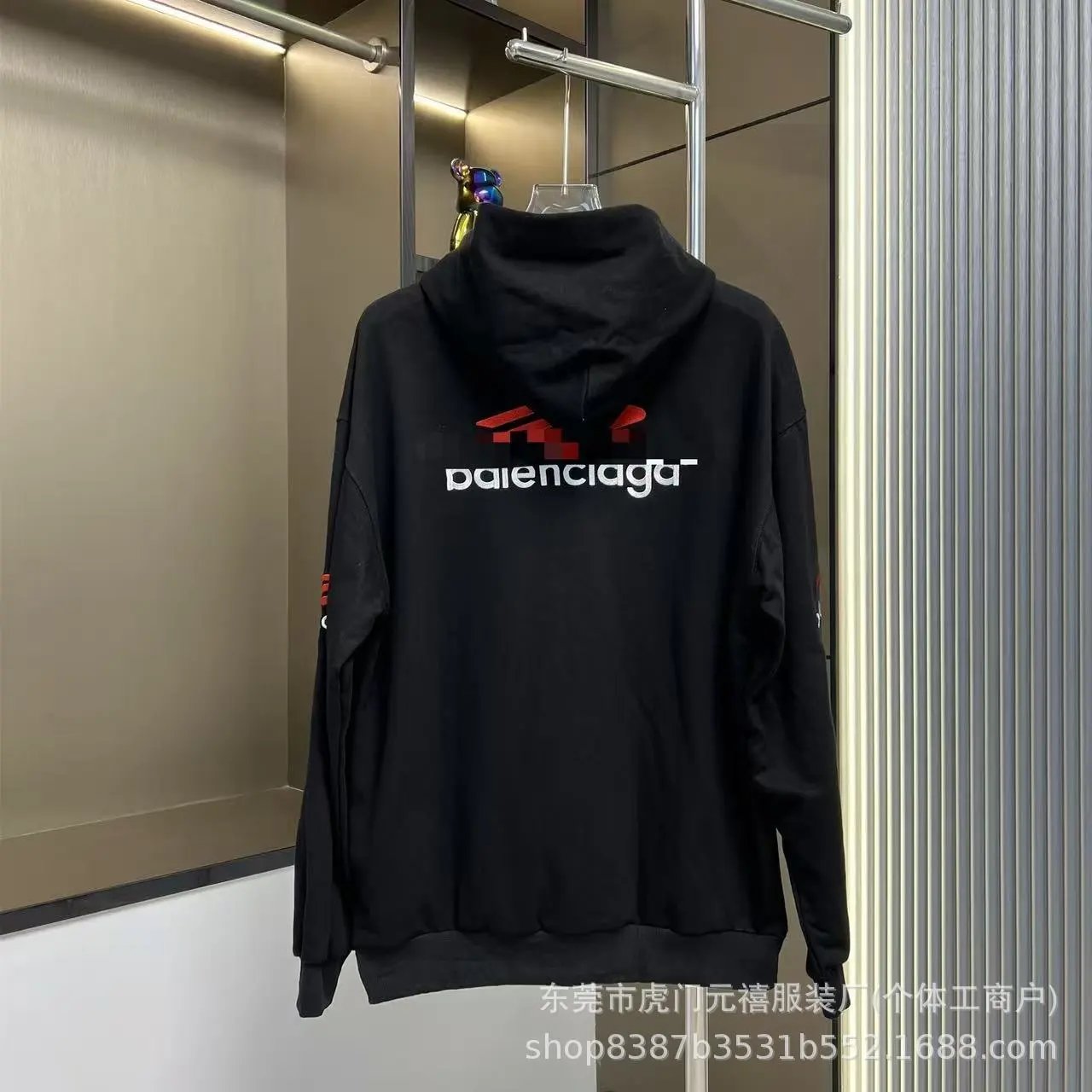Balenciaga Logo Print Black Hoodie - 15