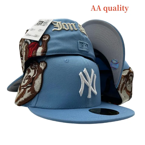 New Era x MLB New York Yankees Custom Patchwork Light Blue 59FIFTY Fitted Baseball Cap - 1
