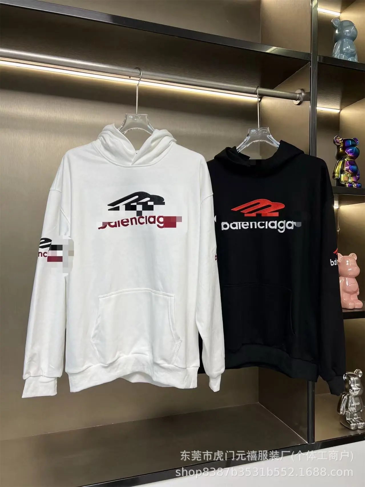 Balenciaga Logo Print Black Hoodie - 19
