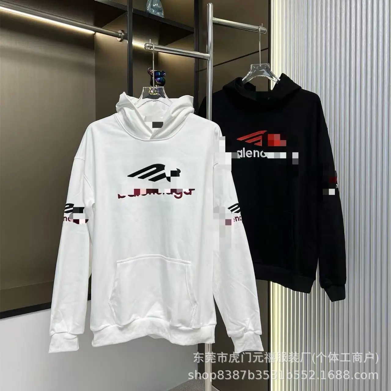 Balenciaga Logo Print Black Hoodie - 21