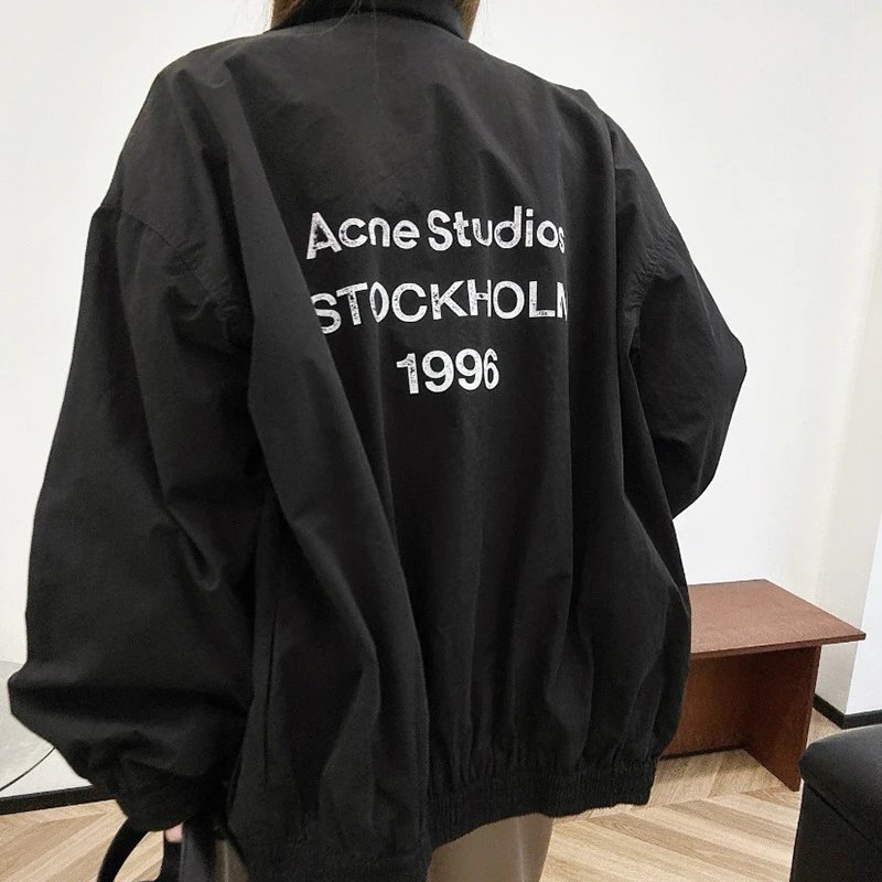 AC 1996 Letter Print Vintage Washed Nylon Jacket