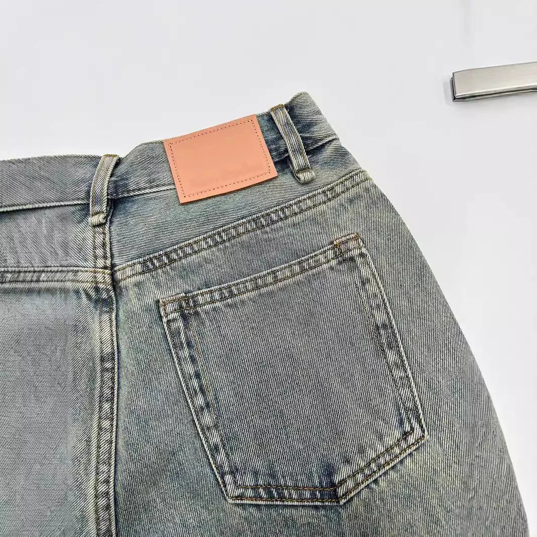 High-Waist Distressed Straight Leg Jeans