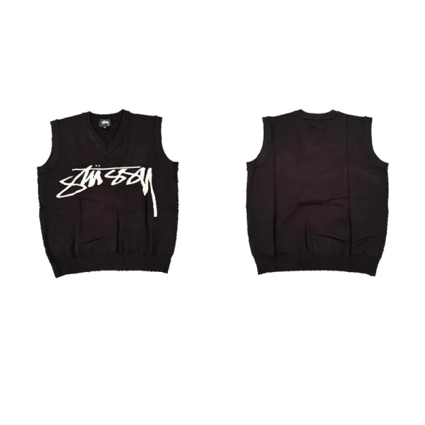 Stüssy Script Logo Knit Vest Black - 1