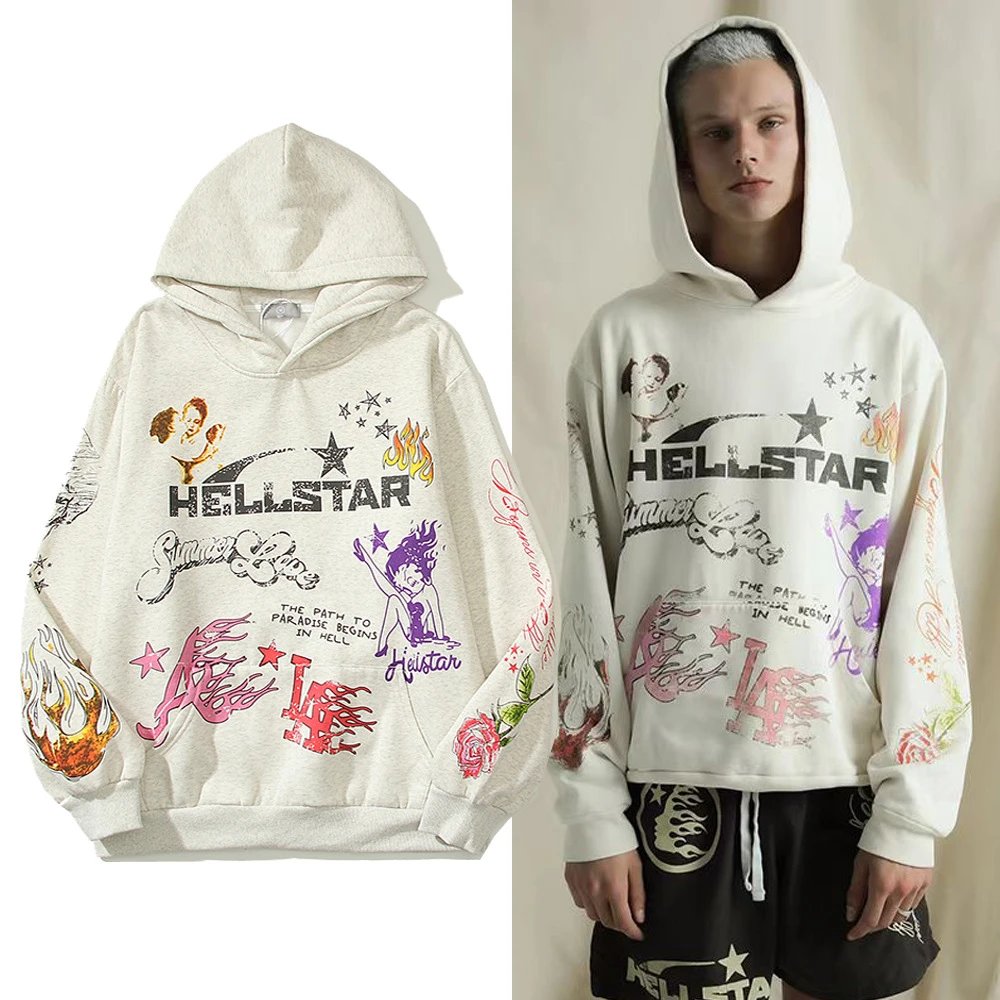 Hellstar Sports Flame Logo Hoodie Black Pink - 5