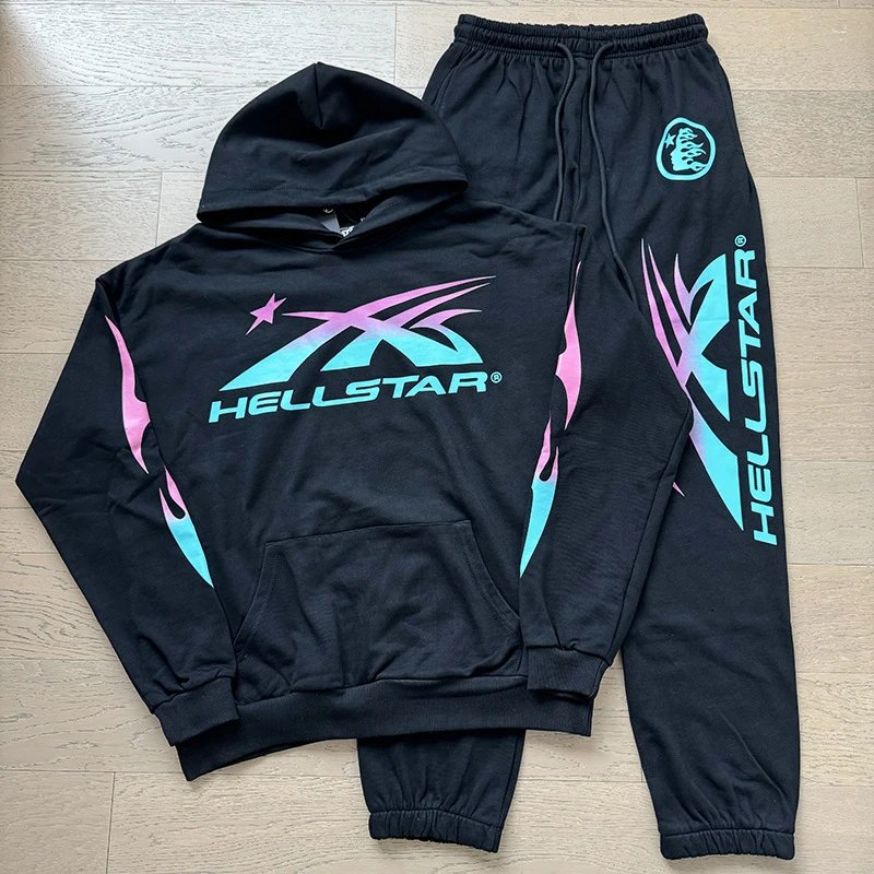 Hellstar X-Flame Black Multicolor Hoodie and Sweatpants Set - 11
