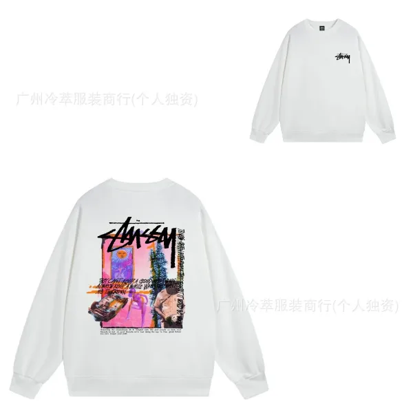 Stussy Graphic Print Oversized Hoodie White - 1