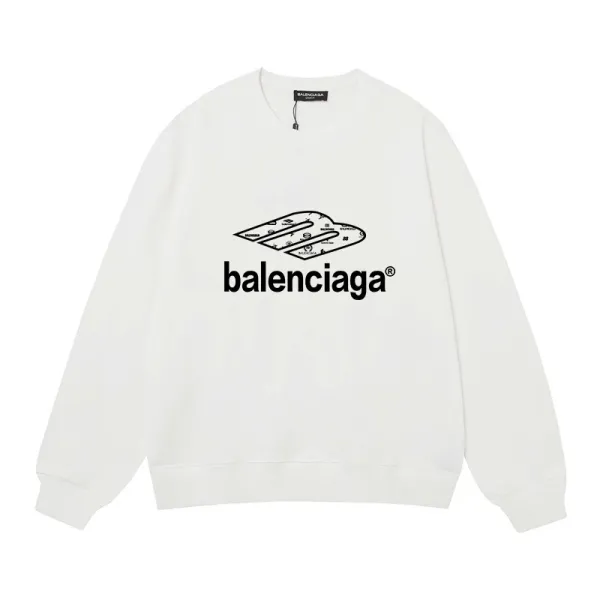 Balenciaga Logo Print Oversized Sweatshirt White - 1