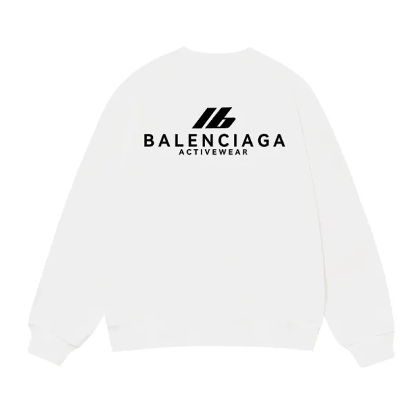 Balenciaga Active Wear Logo Print White Hoodie - 1