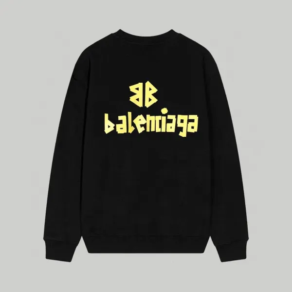 Balenciaga BB Logo Print Black Hoodie - 1