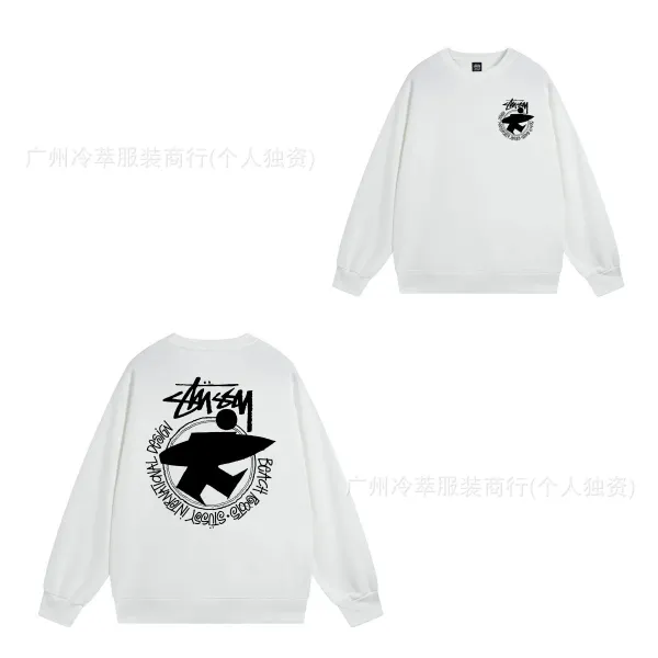 Stüssy Surf Logo Crewneck White Hoodie - 1
