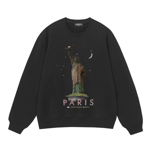 Balenciaga Unifit Statue of Liberty Paris Black Hoodie - 1