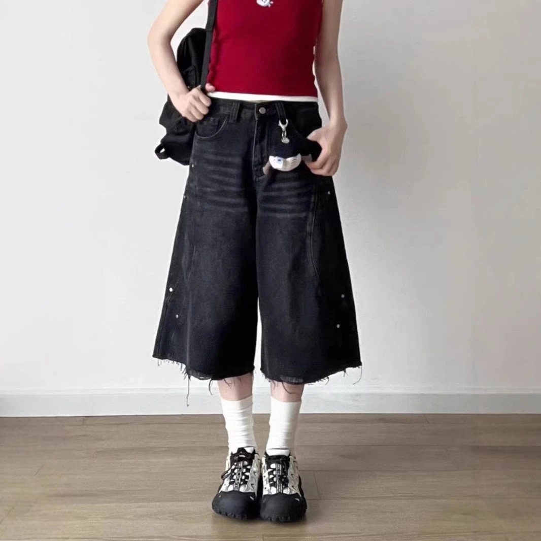 Denim Cropped Shorts