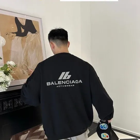 Balenciaga Logo Print Hoodie Black and White - 16