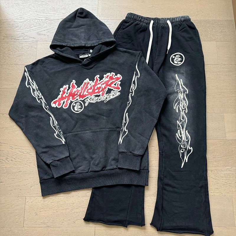 Hellstar X-Flame Black Multicolor Hoodie and Sweatpants Set - 8