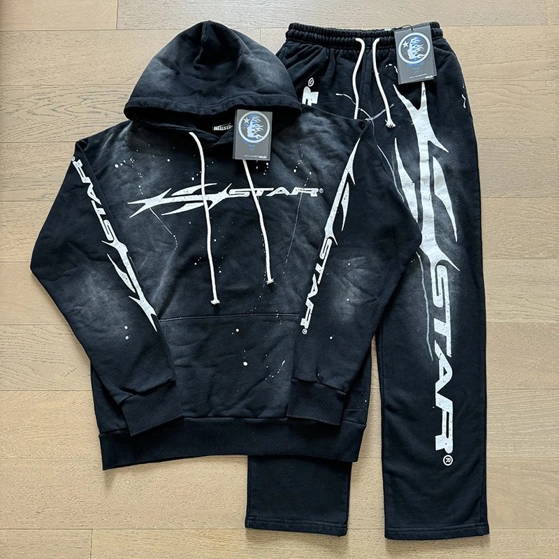 Hellstar X-Flame Black Multicolor Hoodie and Sweatpants Set - 18